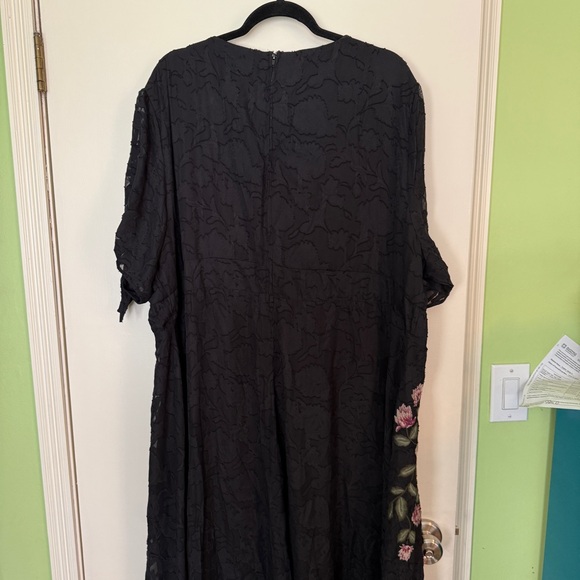 Torrid Black Dress with Pink and Green Floral Embroidery - Picture 3 of 5